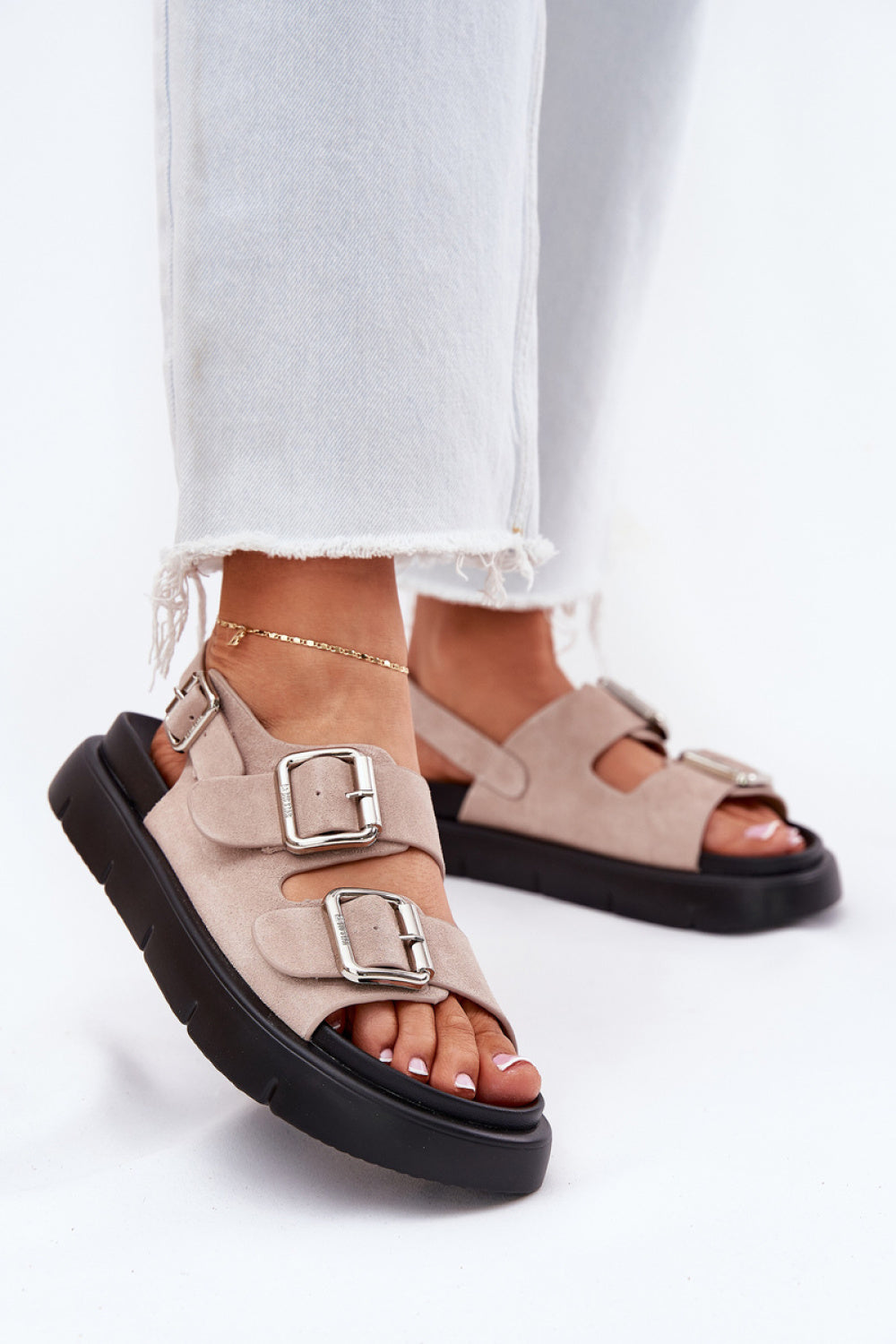 Step In Style Light Pink Suede Platform Sandals