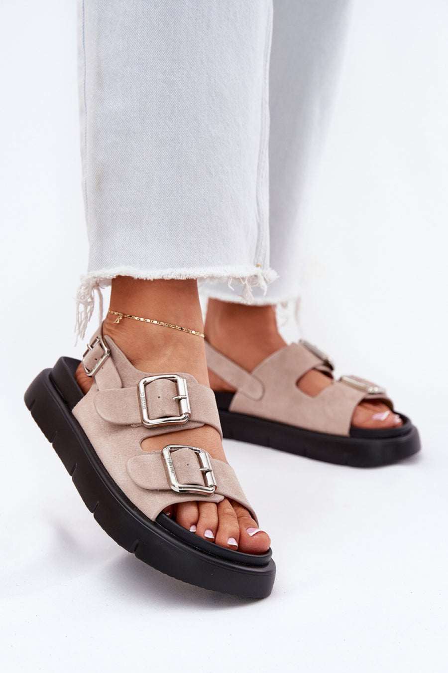 Step In Style Light Pink Suede Platform Sandals
