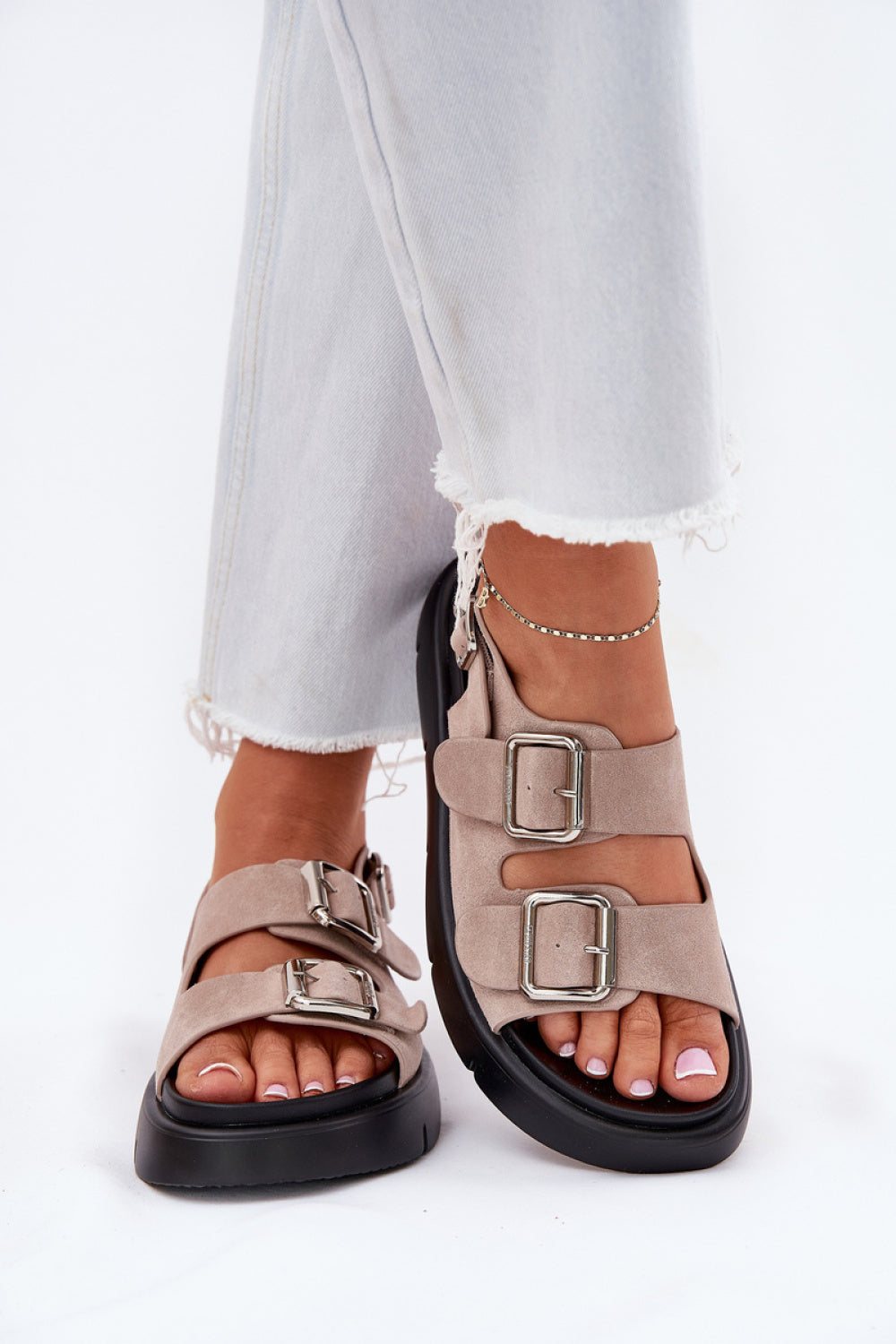 Step In Style Light Pink Suede Platform Sandals - view 3