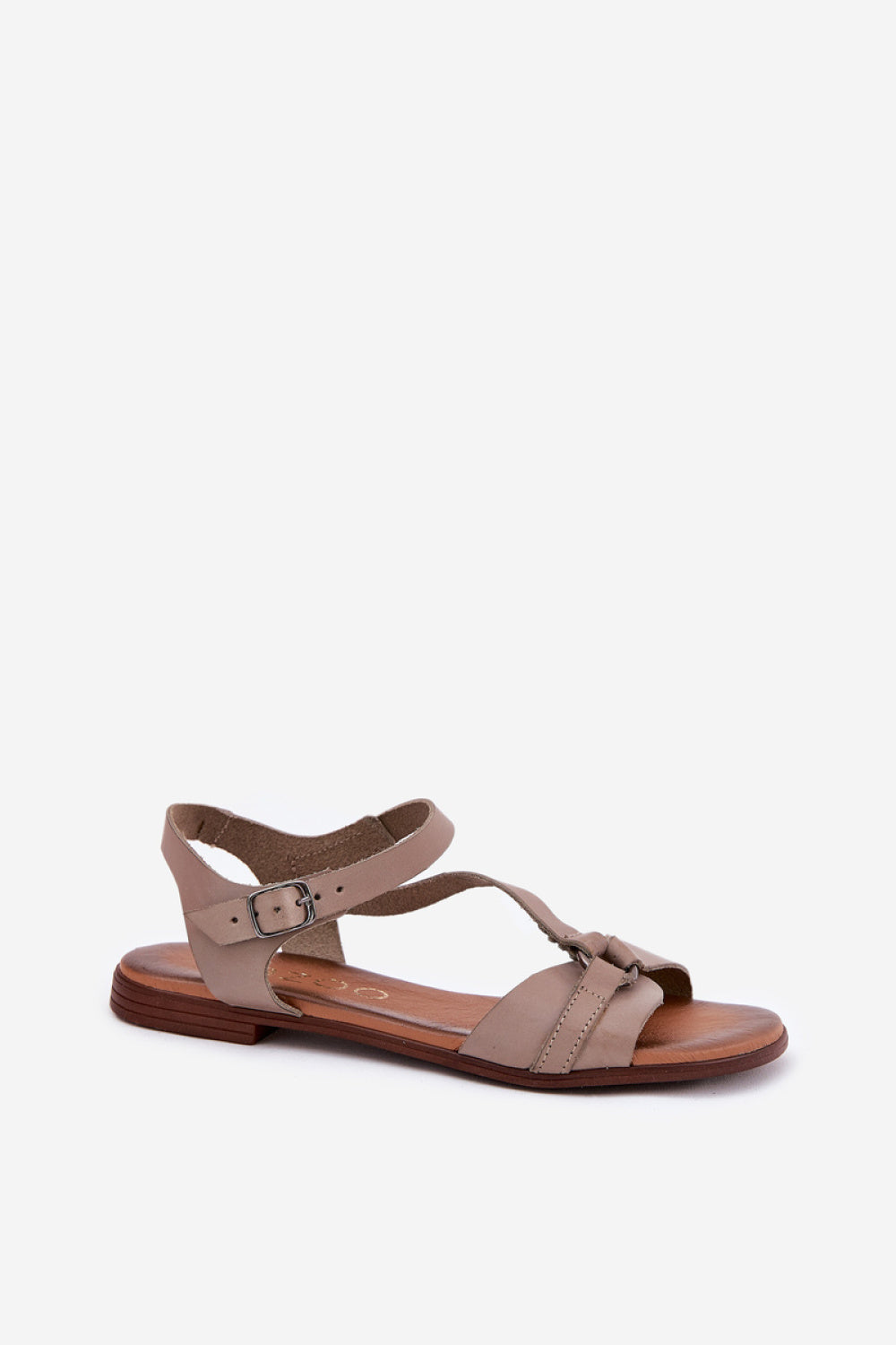 Step In Style Zazoo Dark Beige Leather Flat Sandals - view 2