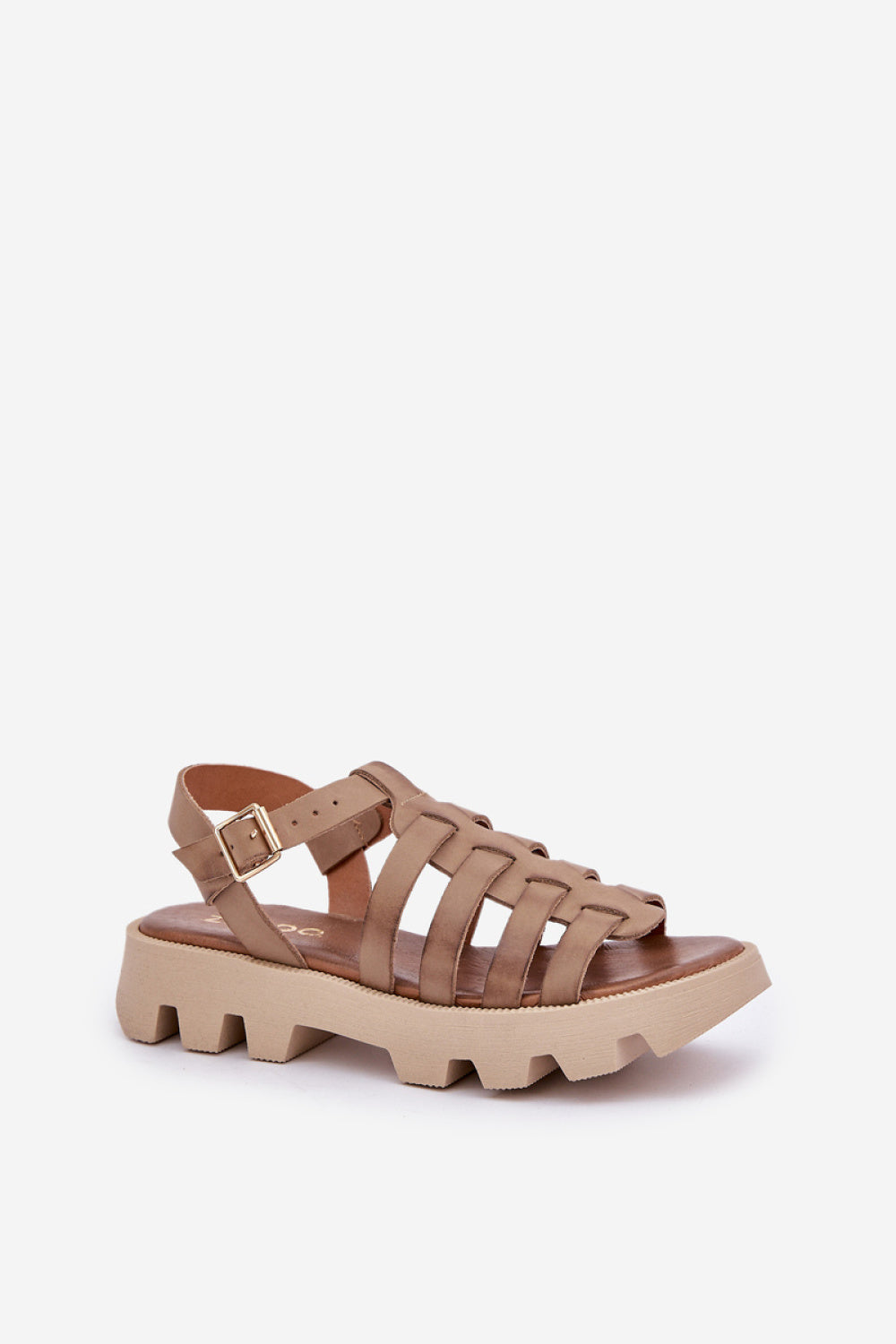 Step In Style Zazoo Beige Leather Platform Sandals with Buckle - view 2