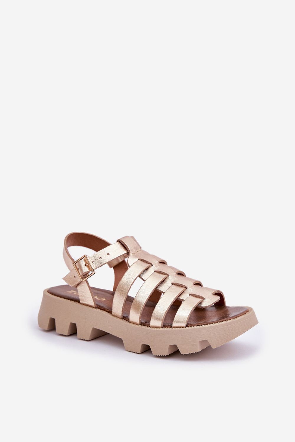 Step In Style Zazoo Gold Leather Platform Sandals - view 2