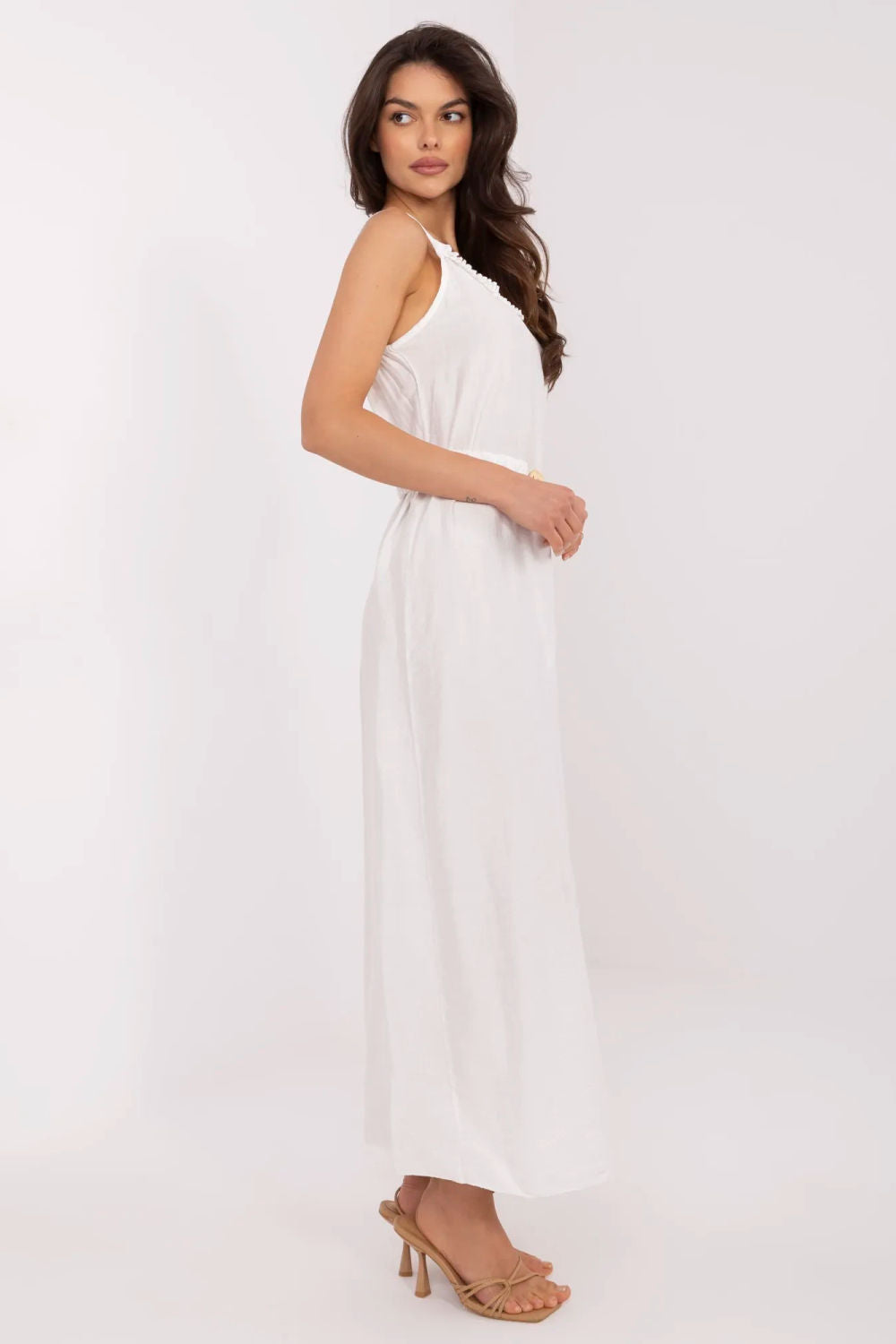 Italy Moda Ecru Maxi V-Neck Dress - view 2