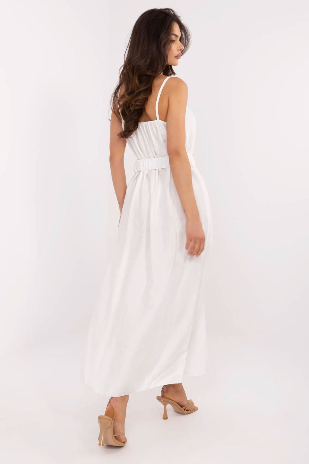 Italy Moda Ecru Maxi V-Neck Dress - view 3