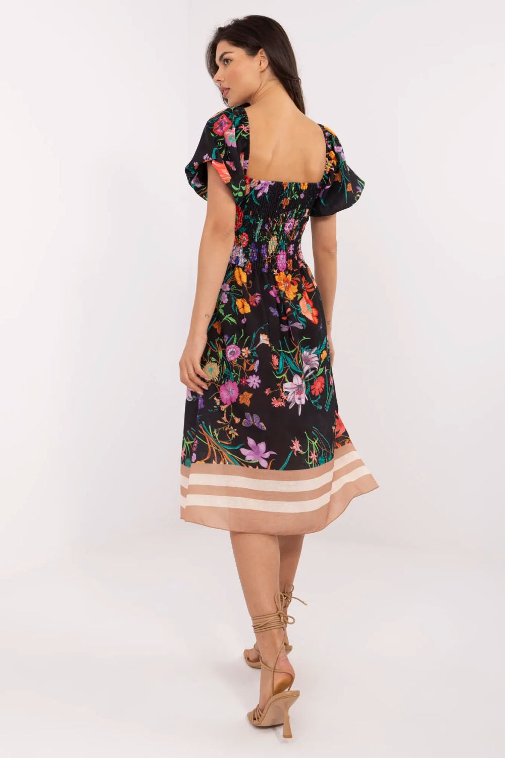 Italy Moda Black Midi Linen Dress - view 3