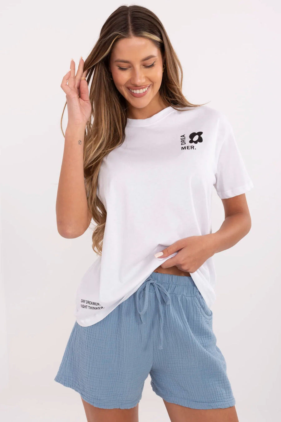 Fresh Made Blue Short Sleeve Cotton T-Shirt
