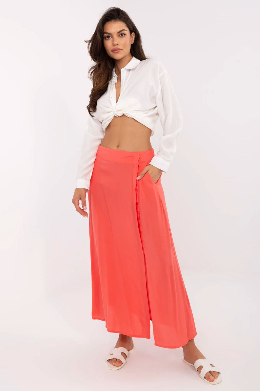 Fresh Made Coral Midi Skirt