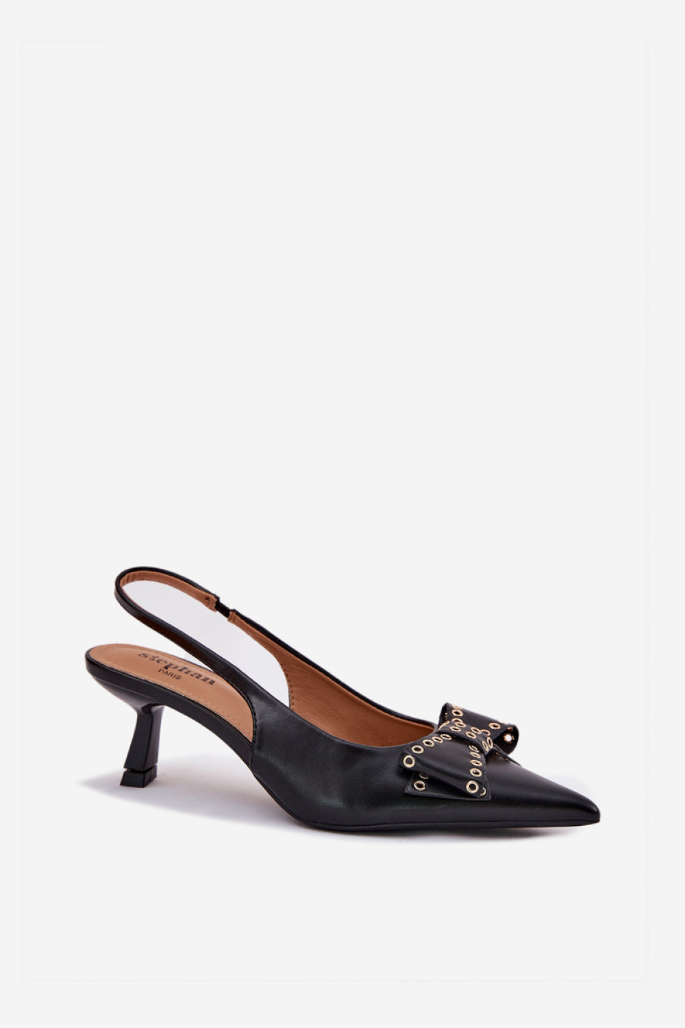Step In Style Folesca Black Faux Leather Court Shoes - view 2