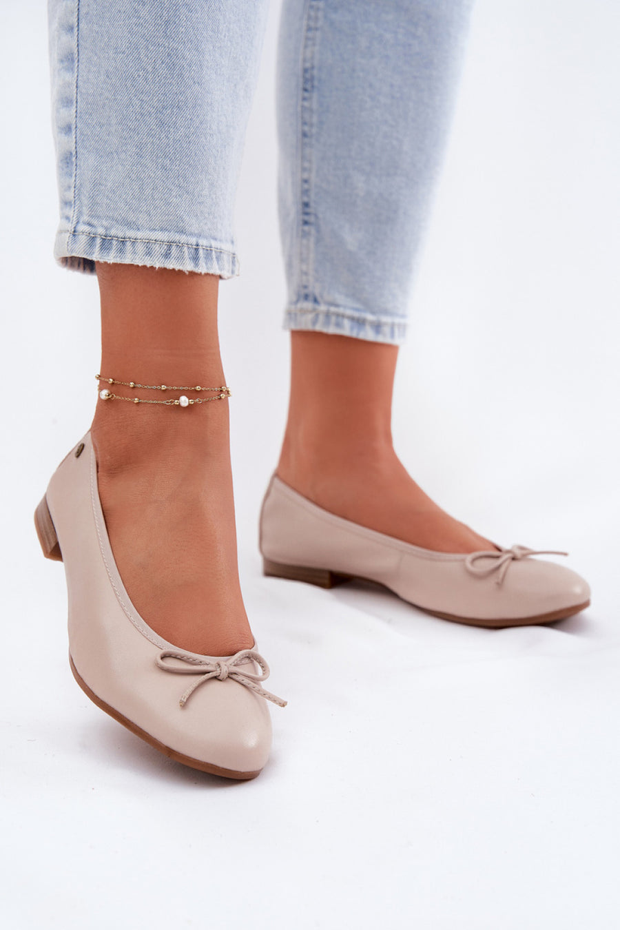 Step In Style Maciejka Beige Flat Ballet Flats