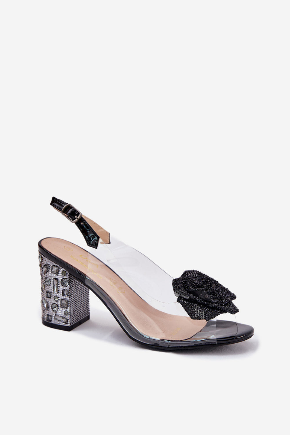 Step In Style Black Sheer Heeled Sandals - view 2