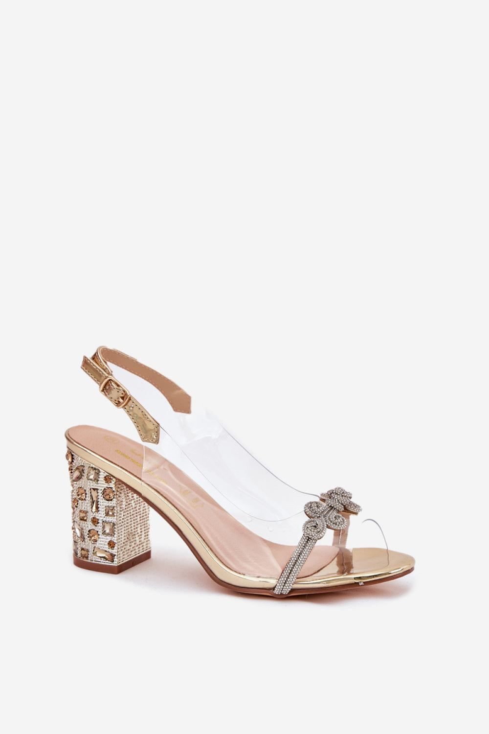 Step In Style Gold Block Heel Heeled Sandals - view 2