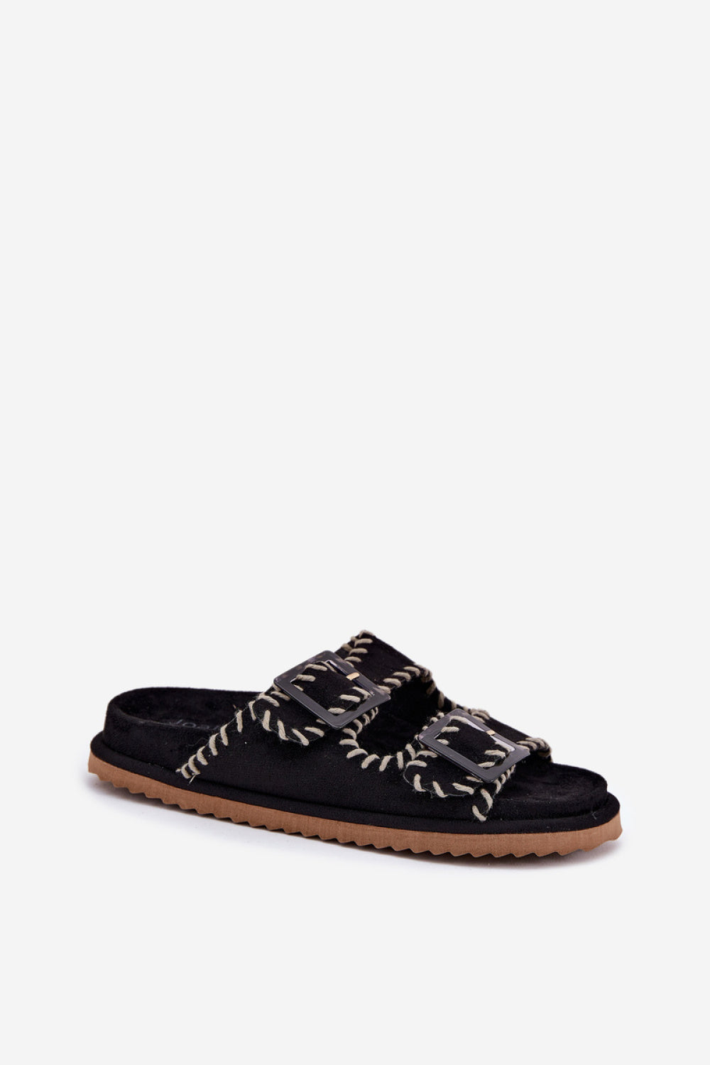 Step In Style Visley Black Faux Suede Flip Flops - view 2