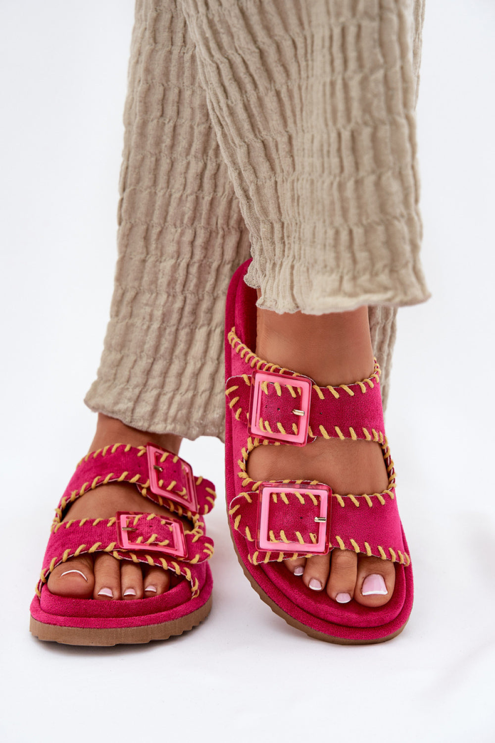 Step In Style Visley Fuchsia Faux Suede Flip Flops - view 3
