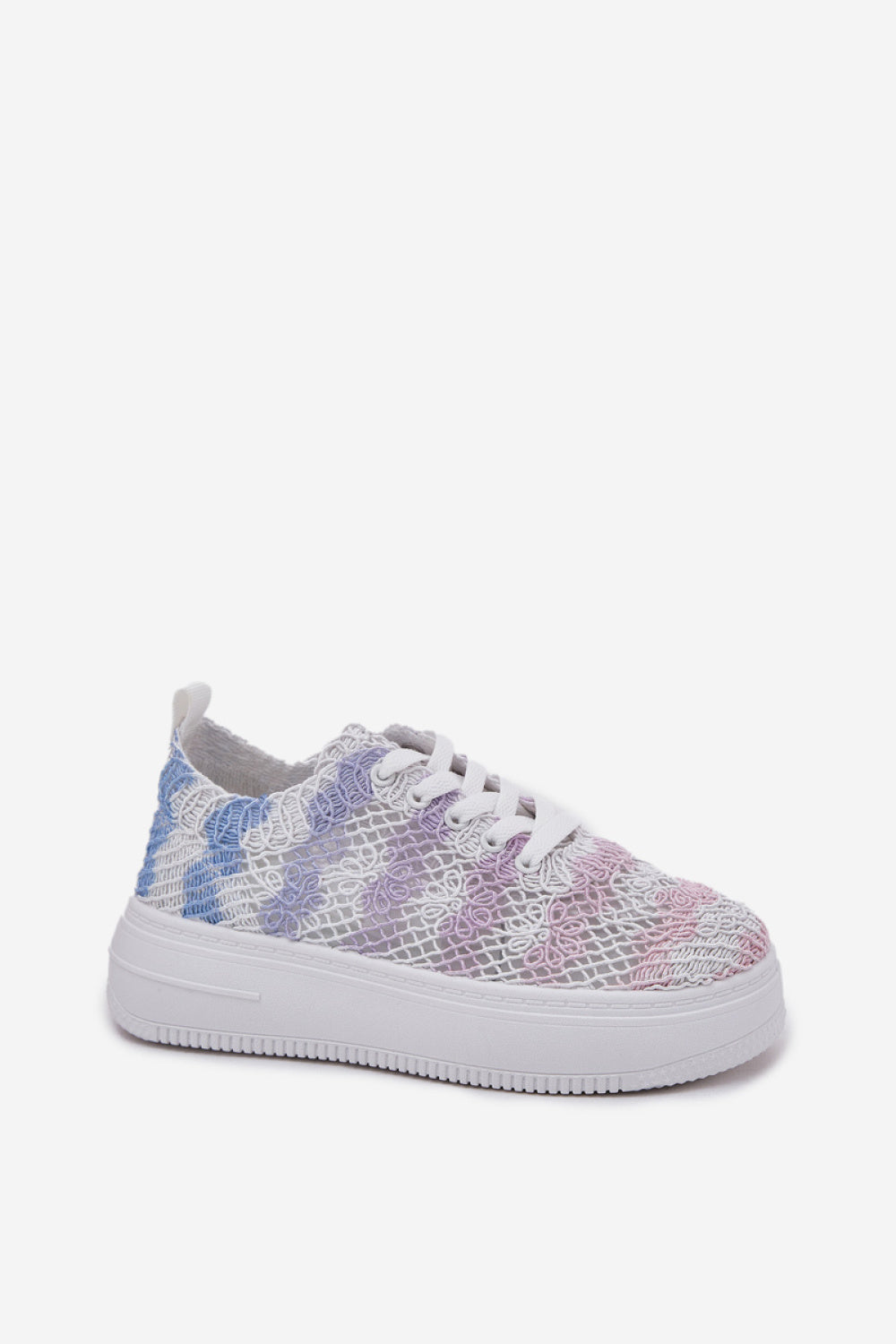 Step In Style Multicolour Mesh Lace Up Platform Trainers - view 2