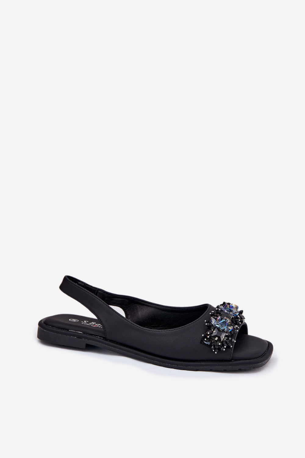 Step In Style Black Faux Leather Flat Sandals - view 2