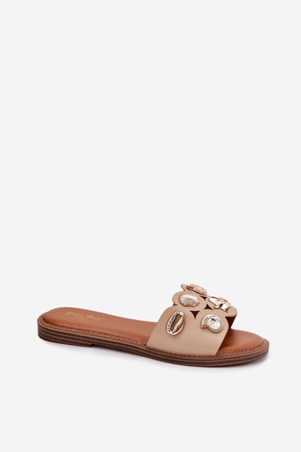 Step In Style Nalothiel Beige Faux Leather Flat Flip Flops - view 2