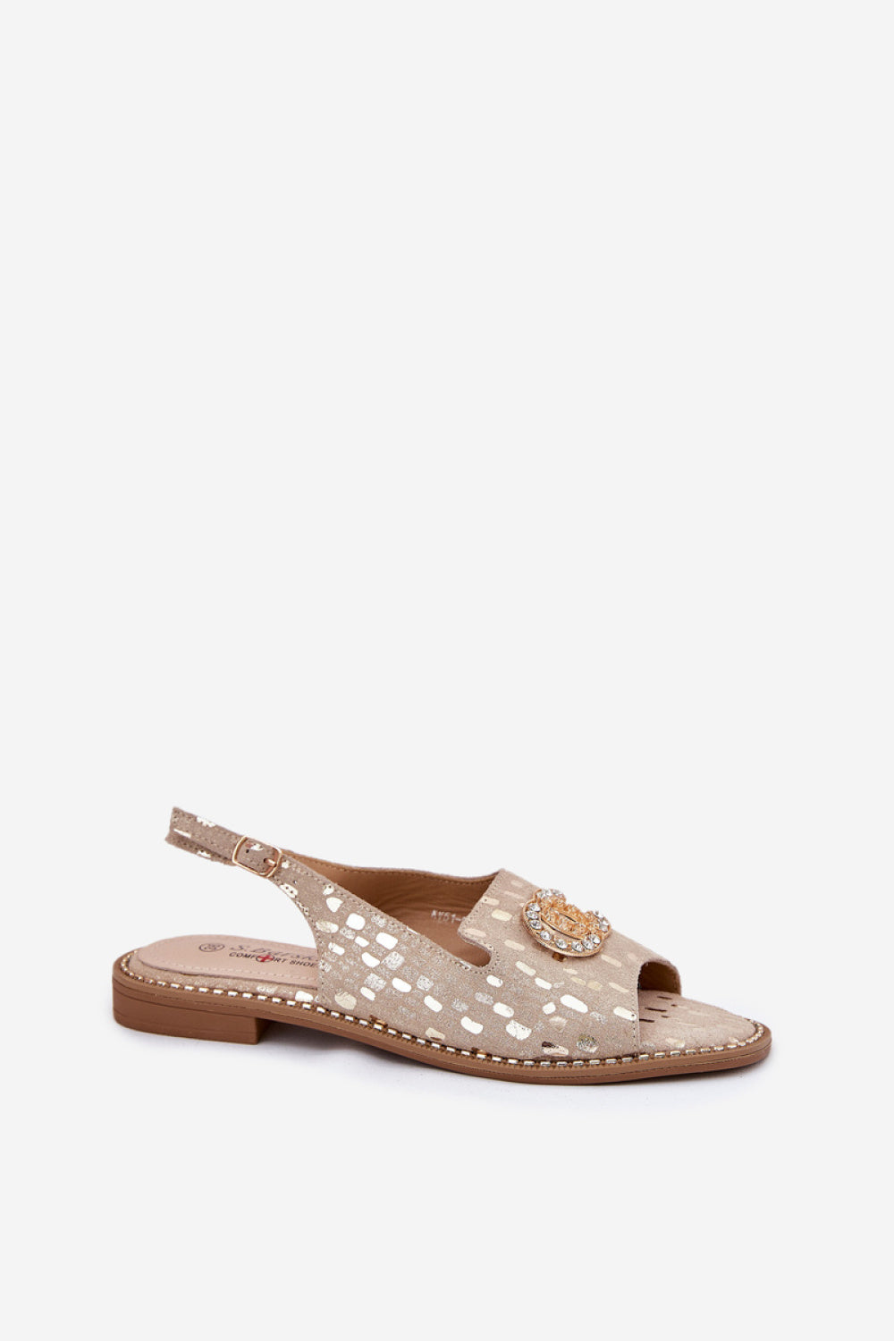 Step In Style Gold Suede Flat Sandals - view 2
