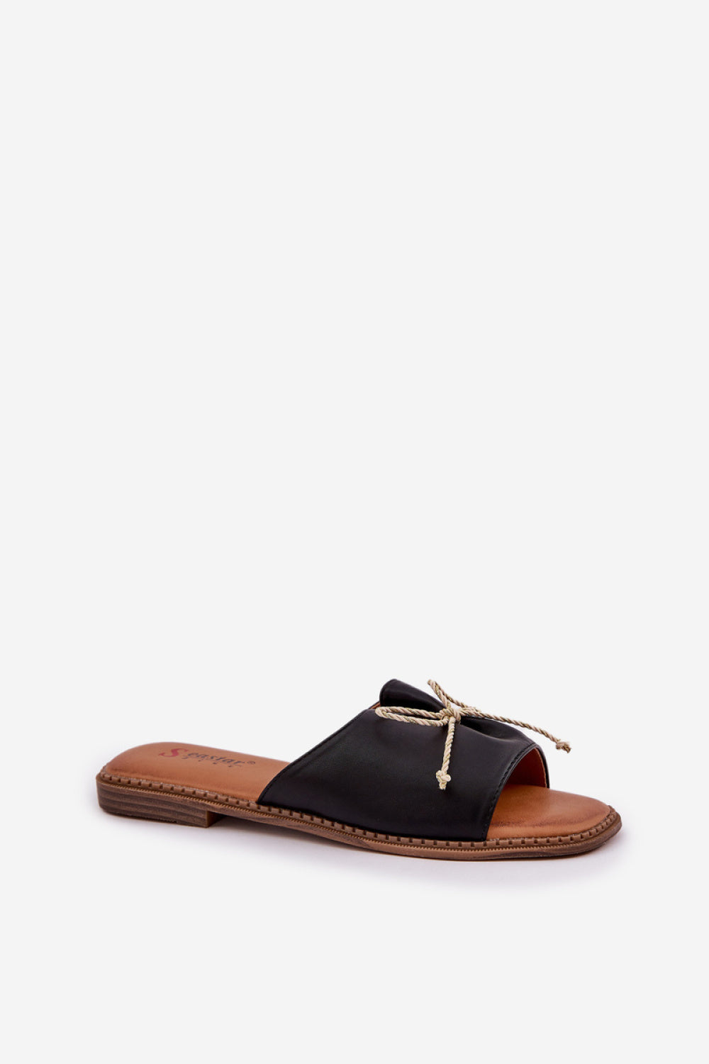 Step In Style Deonelis Black Faux Leather Flat Flip Flops - view 2