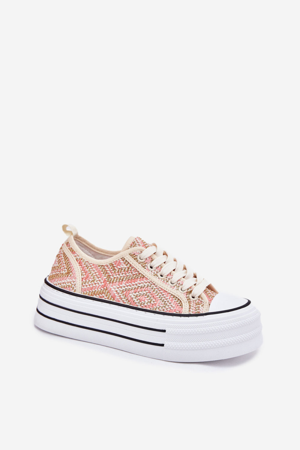 Step In Style Melina Pink Platform Lace Up Trainers - view 2