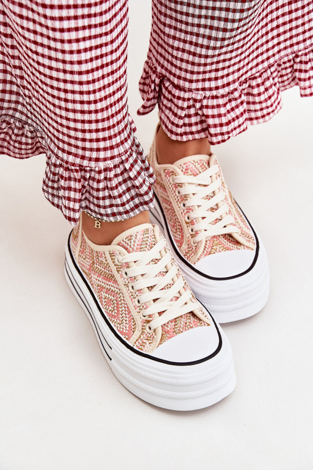 Step In Style Melina Pink Platform Lace Up Trainers - view 3