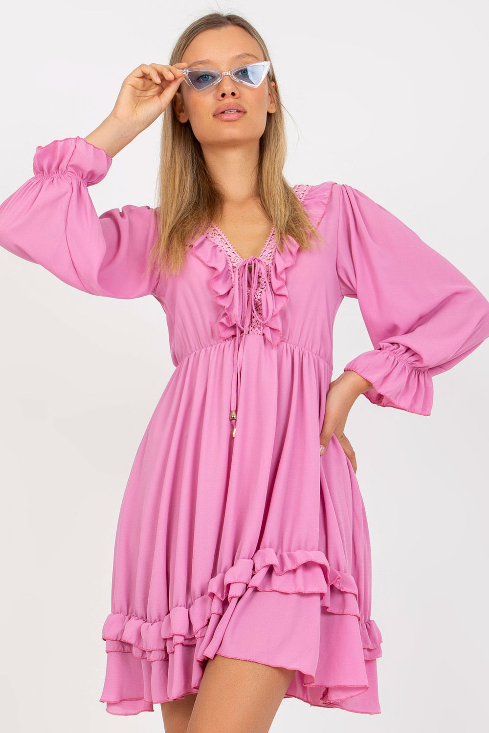 Och Bella Pink Mini Lace Dress