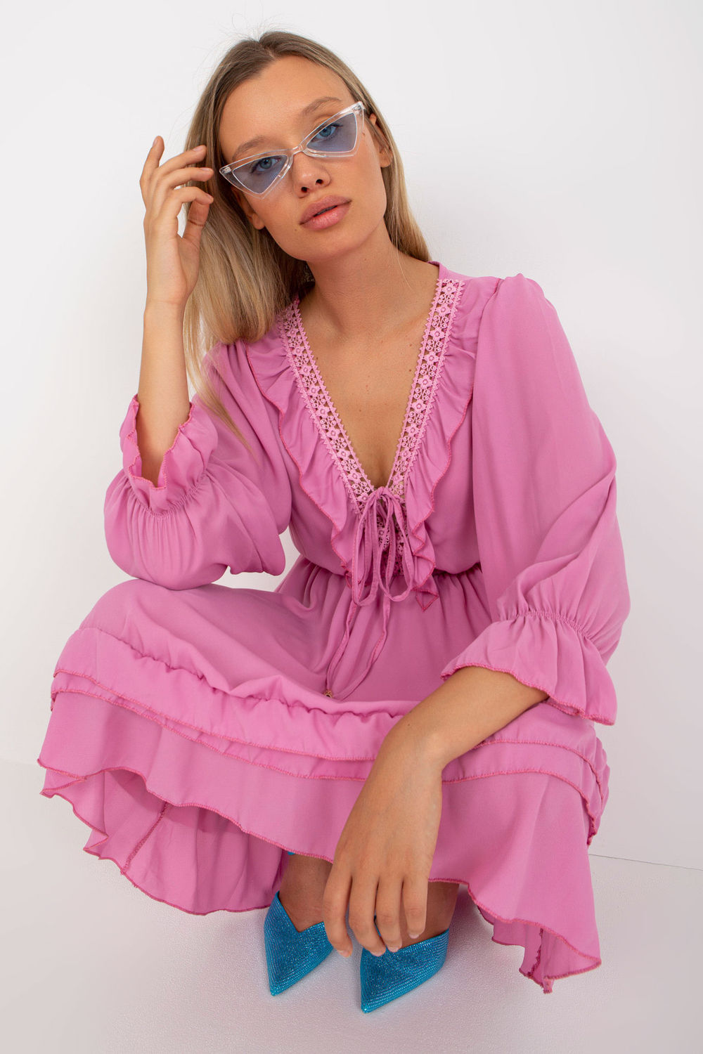 Och Bella Pink Mini Lace Dress - view 3