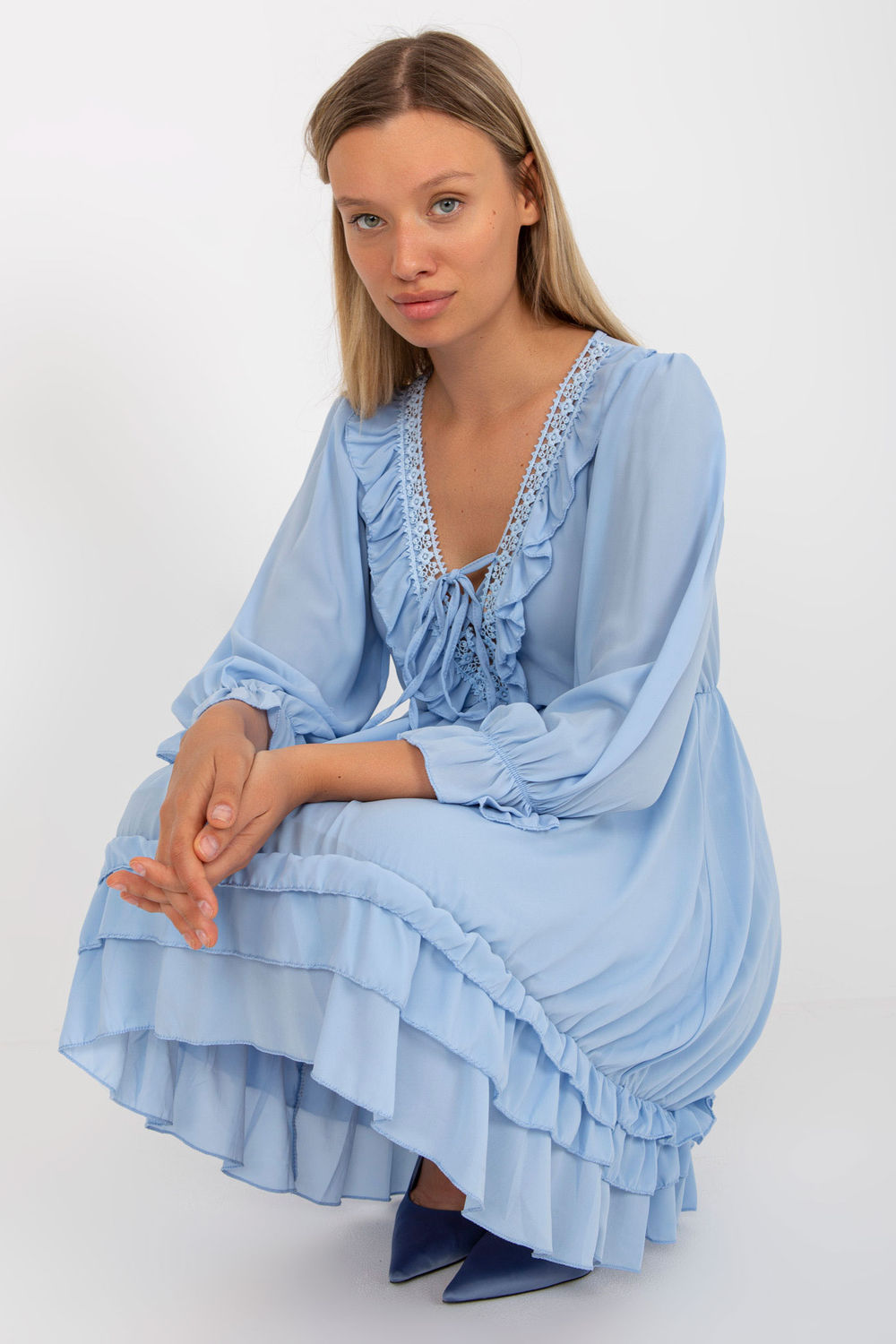 Och Bella Light Blue Mini Lace Dress - view 4