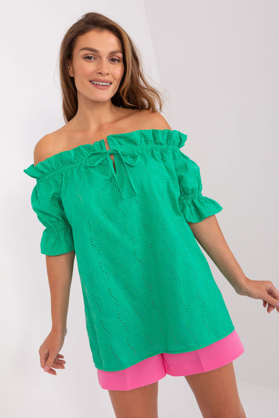Lakerta Green Short Sleeve Blouse