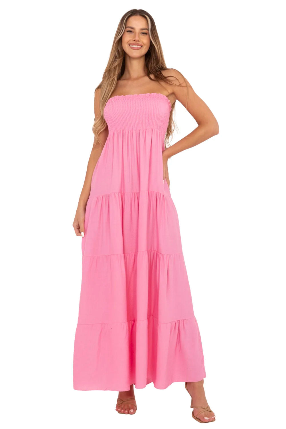 Italy Moda Pink Maxi Linen Dress