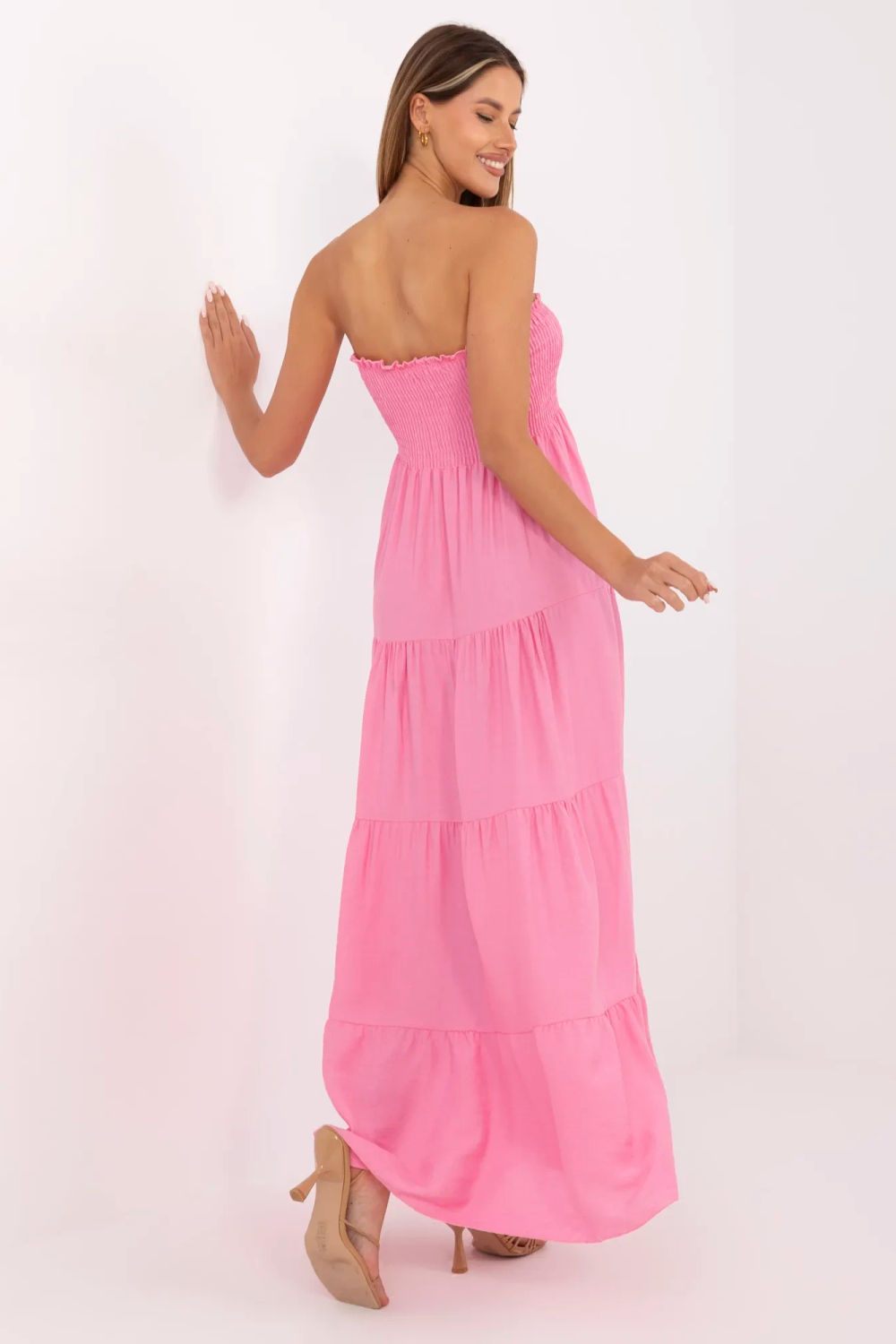 Italy Moda Pink Maxi Linen Dress - view 3