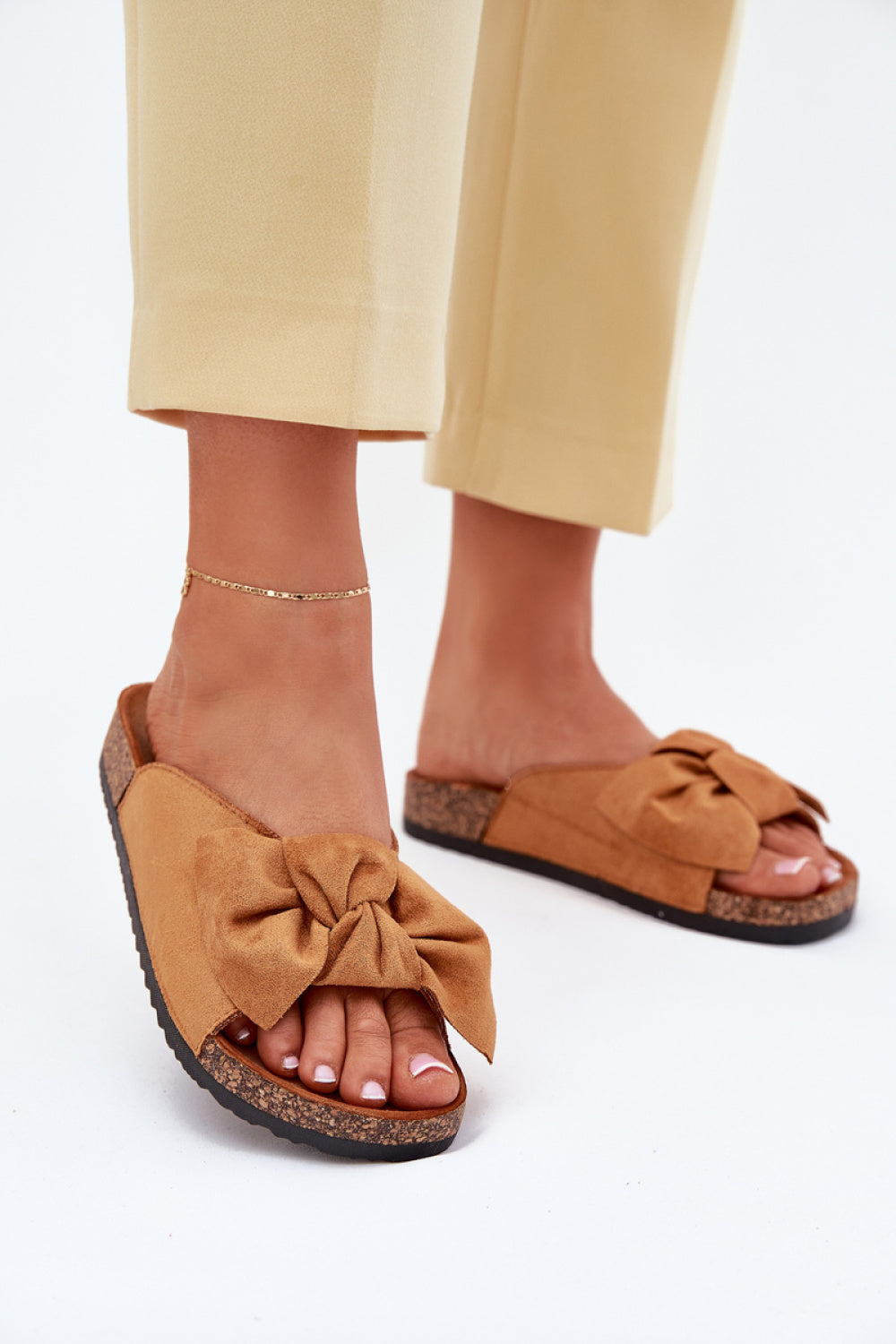 Step In Style Seressa Camel Faux Suede Flip Flops