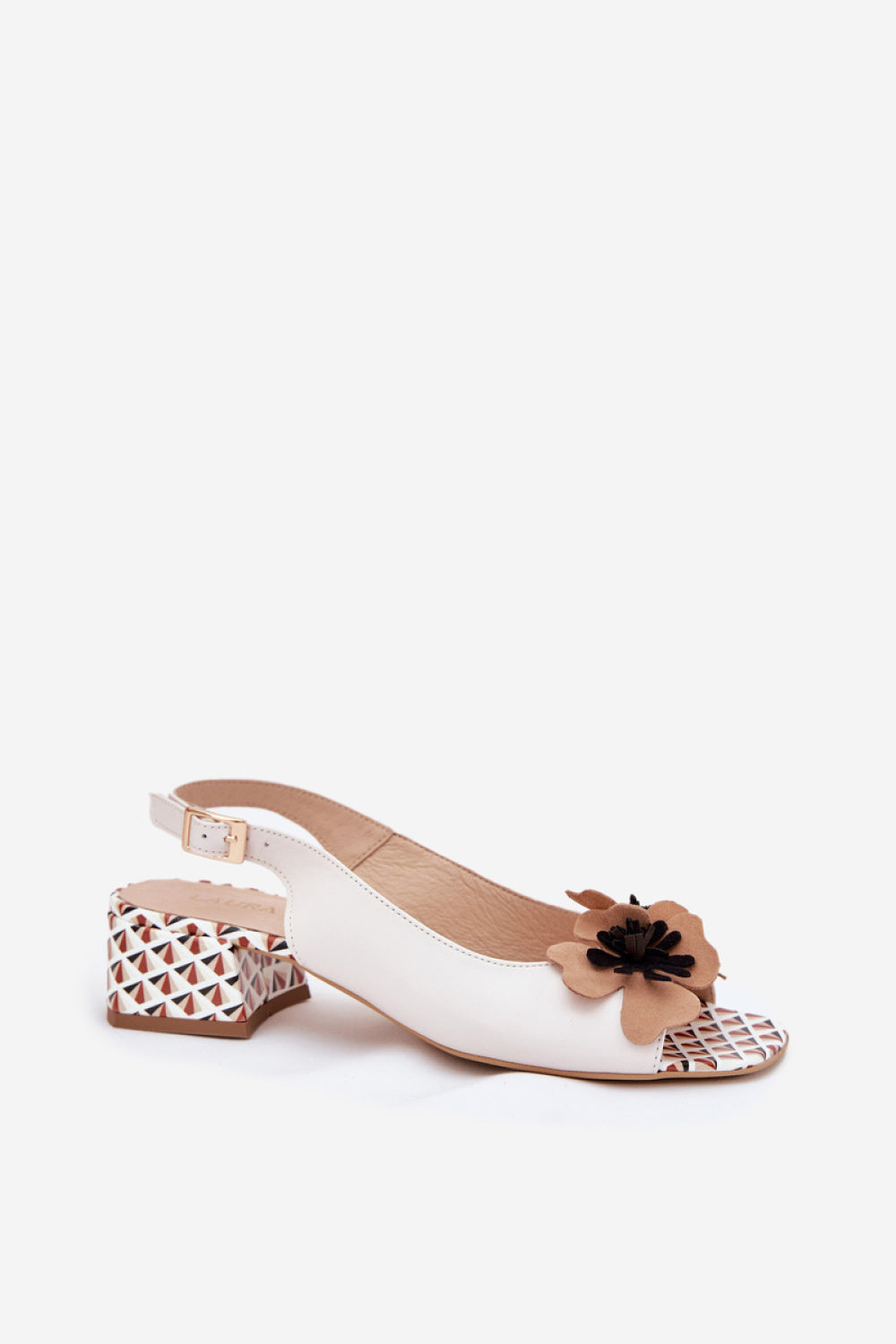 Step In Style Laura Messi White Leather Block Heel Heeled Sandals - view 2
