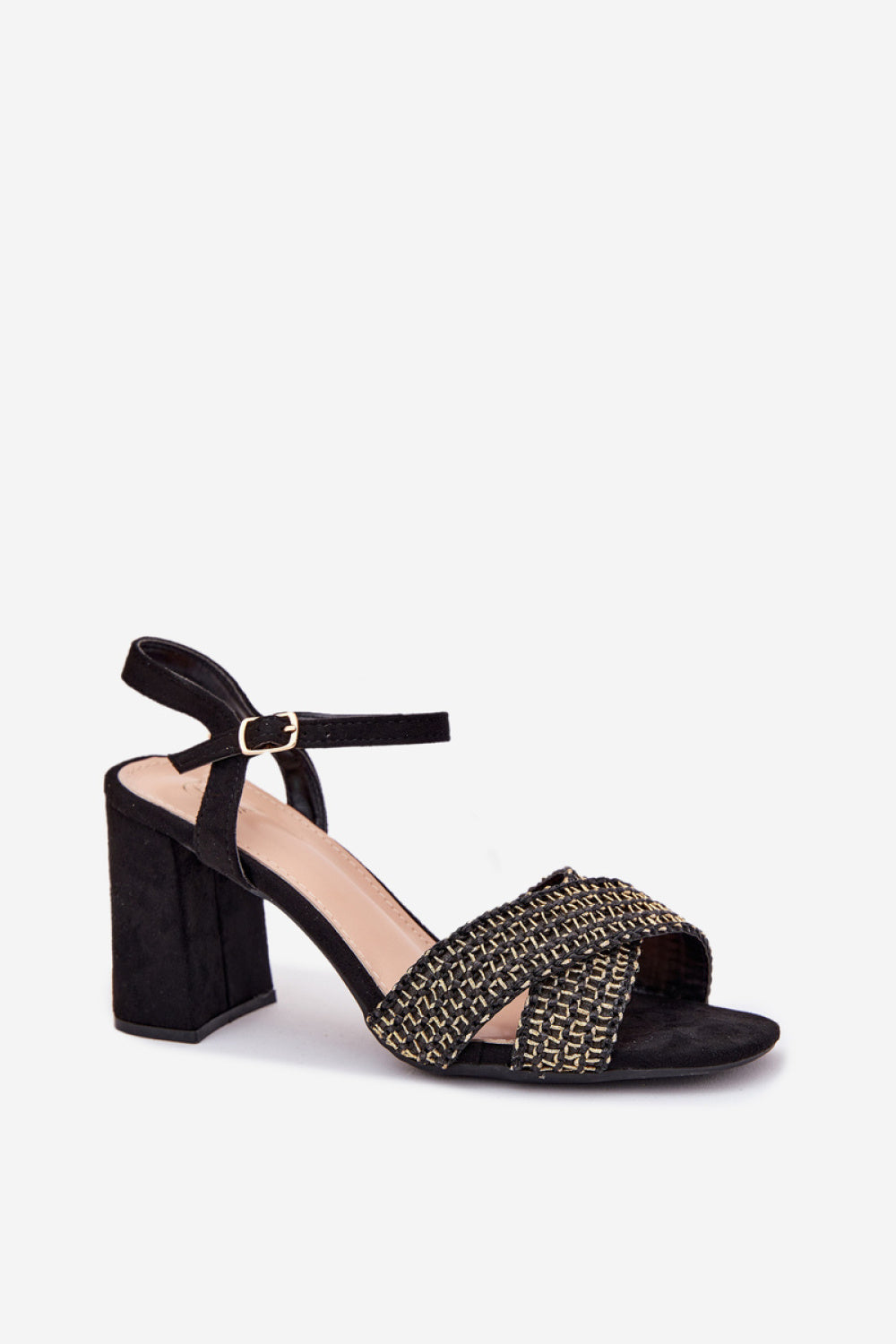 Step In Style Almera Black Faux Suede Block Heel Heeled Sandals - view 2