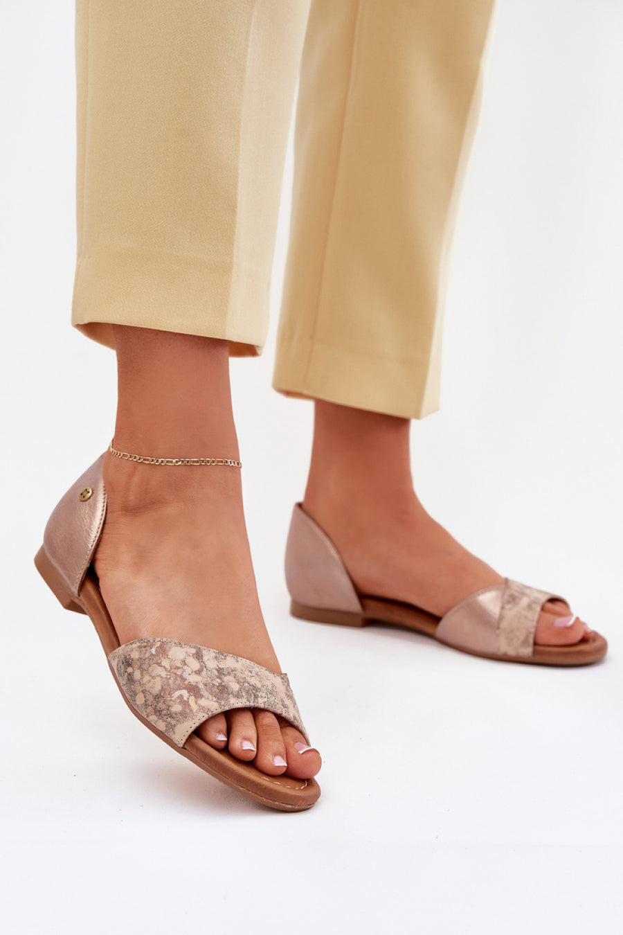Step In Style Maciejka Gold Leather Sandals
