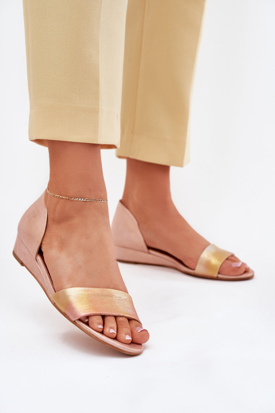Step In Style Maciejka Gold Leather Sandals