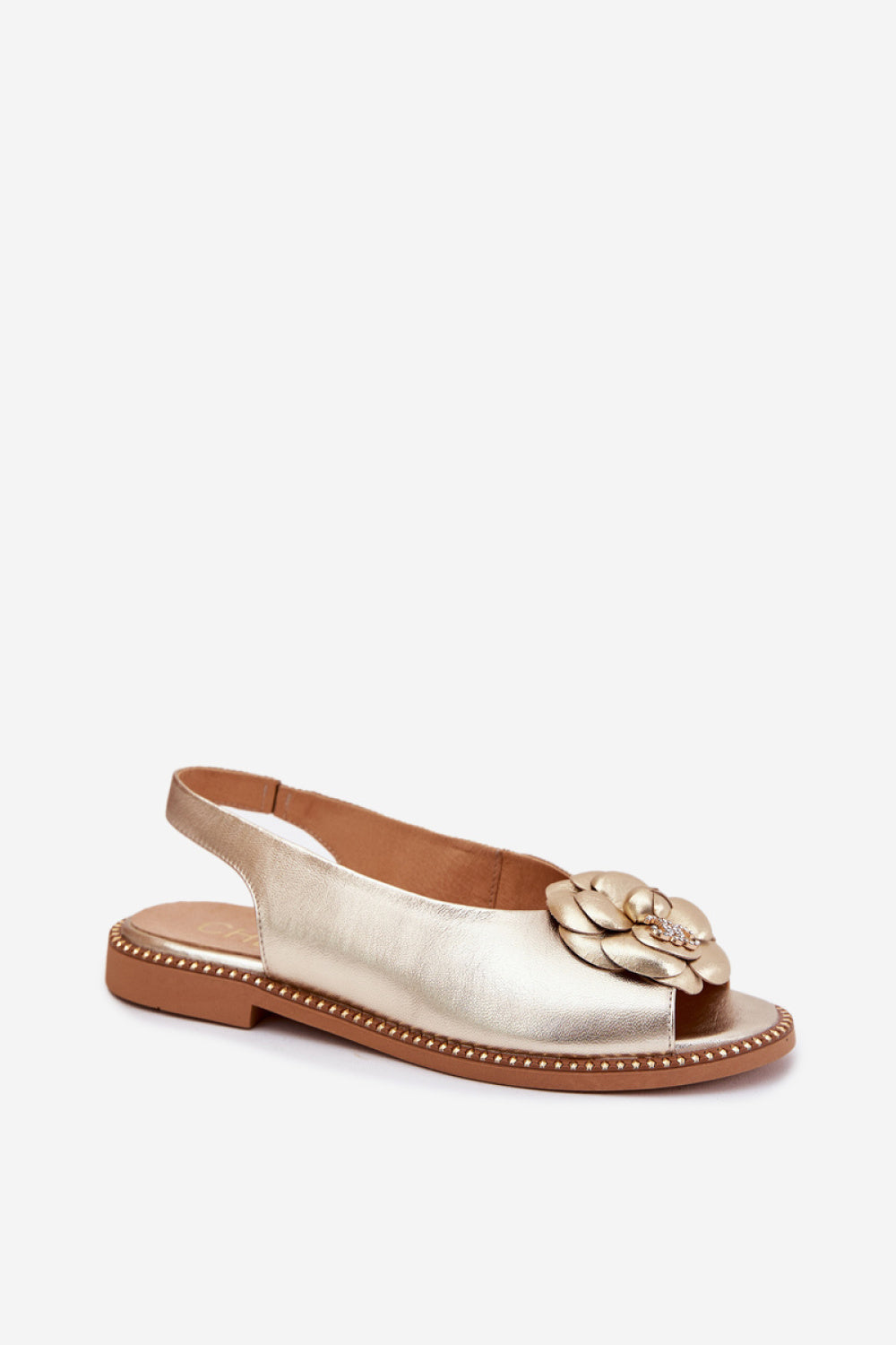 Step In Style CheBello Gold Leather Flat Sandals - view 2