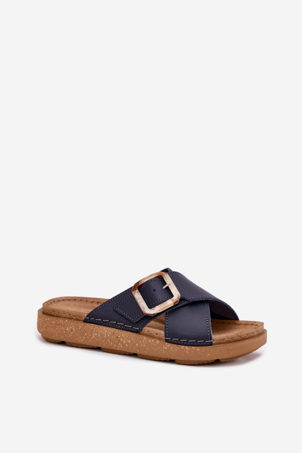 Step In Style Inblu Navy Leather Platform Flip Flops - view 2