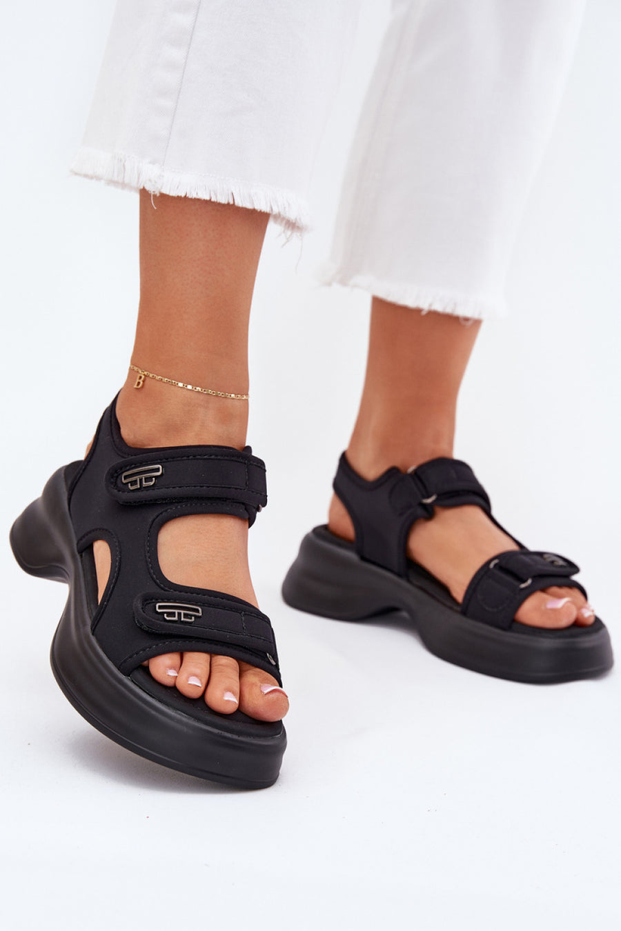 Step In Style Luvira Black Platform Sandals