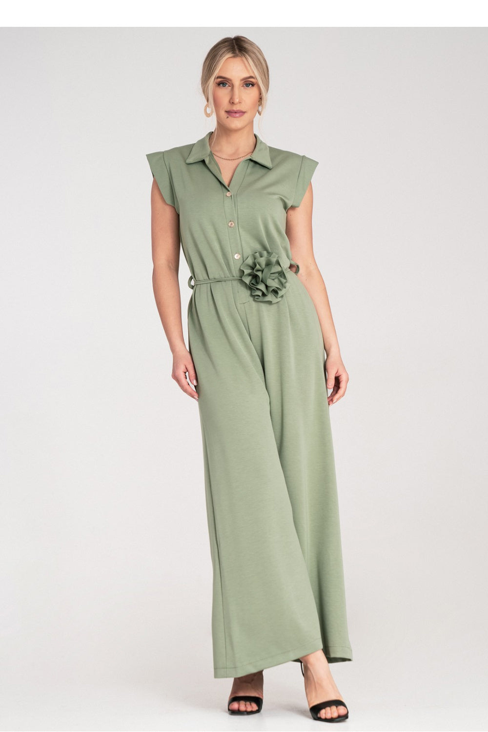 Figl Green Collared Jumpsuit