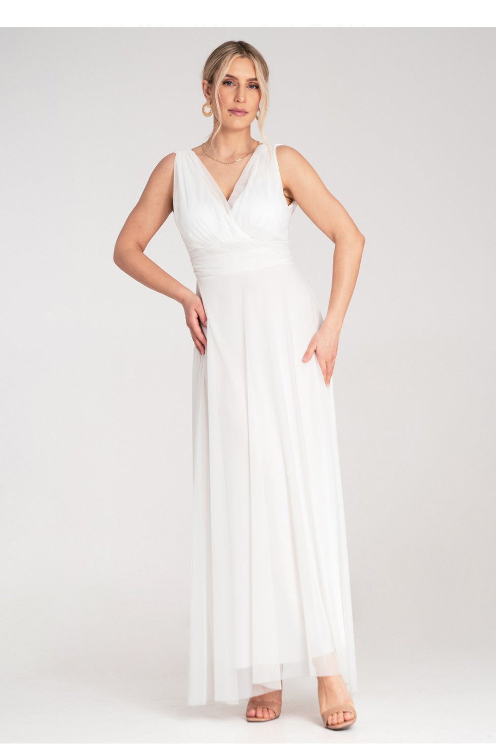 Figl White Maxi Wrap Cocktail Dress
