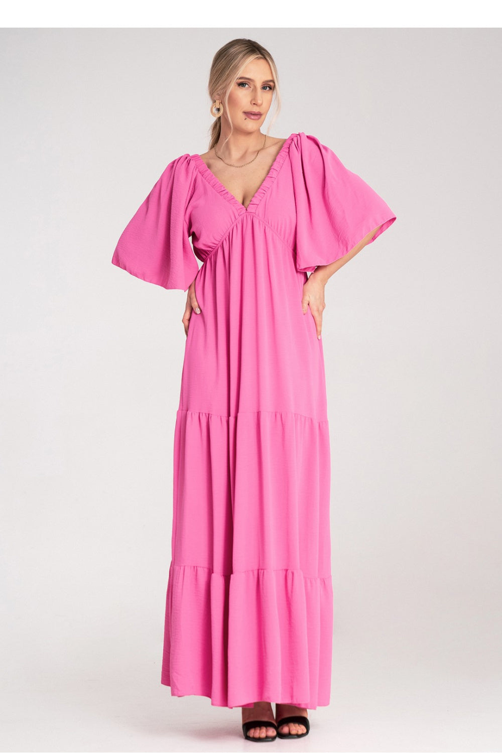 Figl Fuchsia Maxi V-Neck Dress - view 3