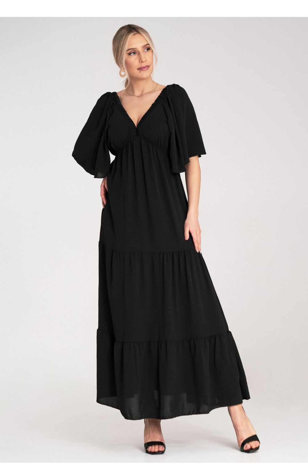 Figl Black Maxi V-Neck Dress