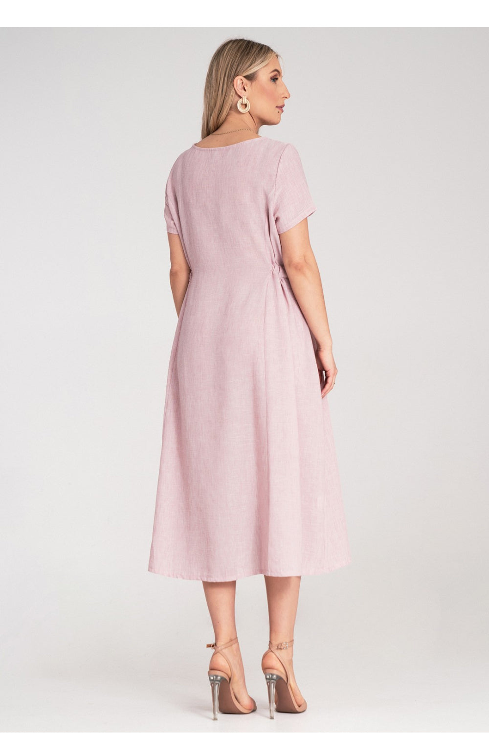 Figl Pink Midi Flared Short Sleeve Dress - view 3