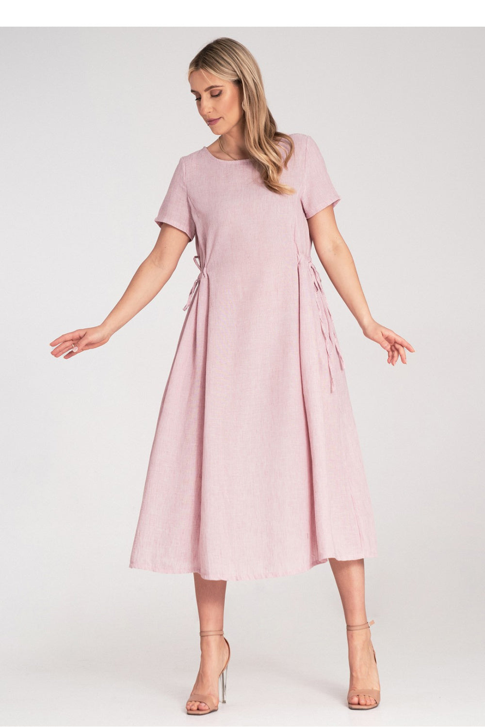 Figl Pink Midi Flared Short Sleeve Dress - view 4
