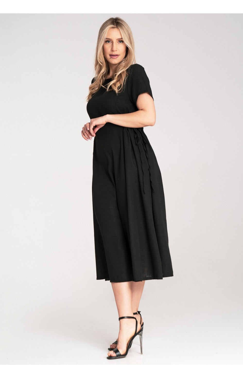 Figl Black Midi Flared Short Sleeve Dress - view 2