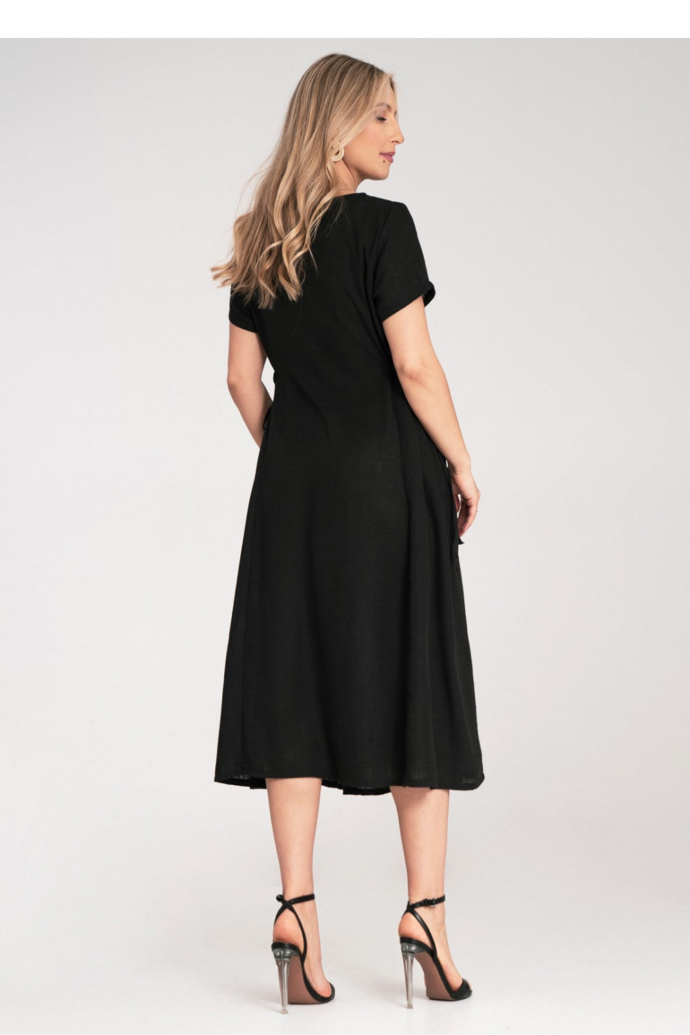 Figl Black Midi Flared Short Sleeve Dress - view 3
