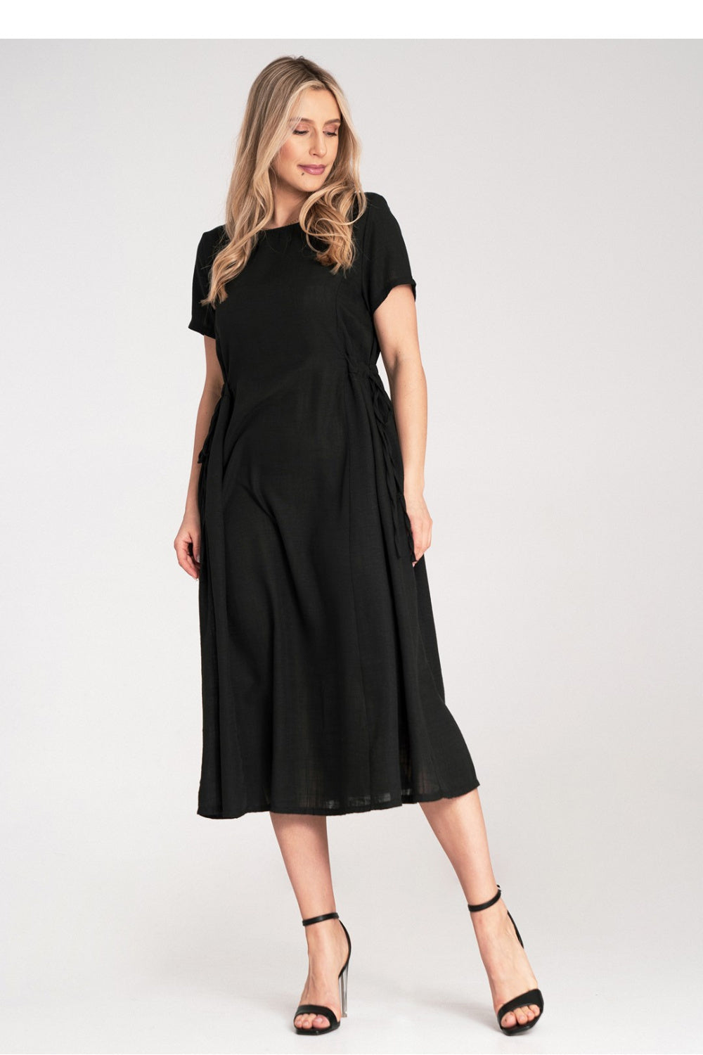 Figl Black Midi Flared Short Sleeve Dress - view 4