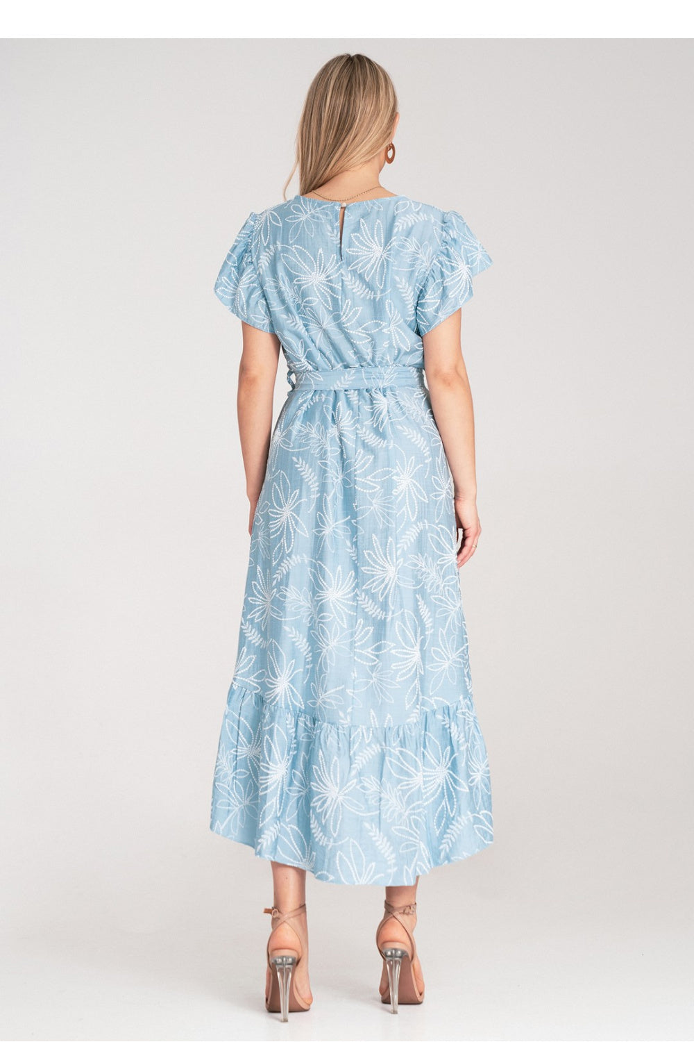 Figl Blue Round Neck Midi Floral Dress - view 3