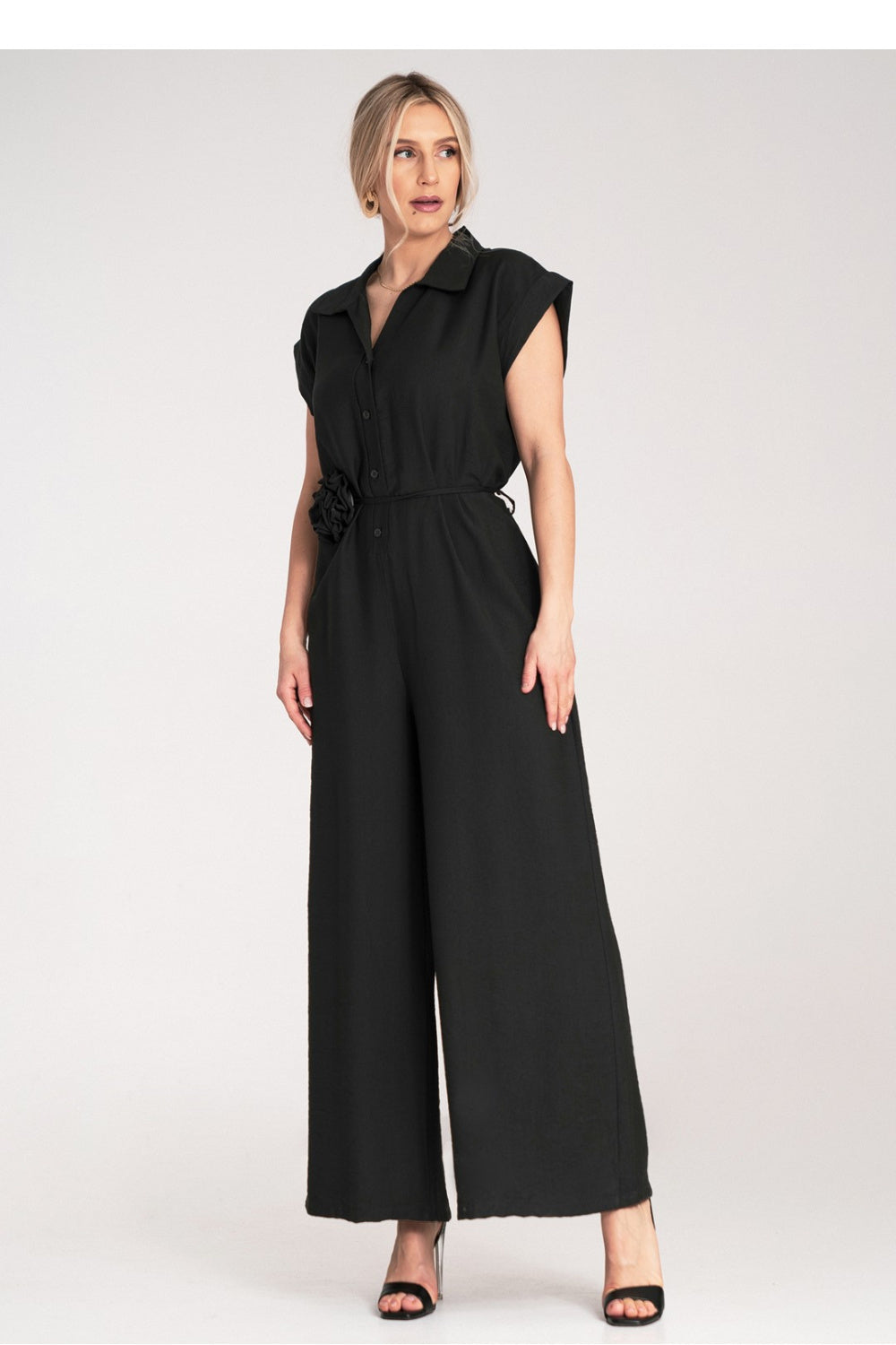 Figl Black Floral Short Sleeve Jumpsuit - view 4