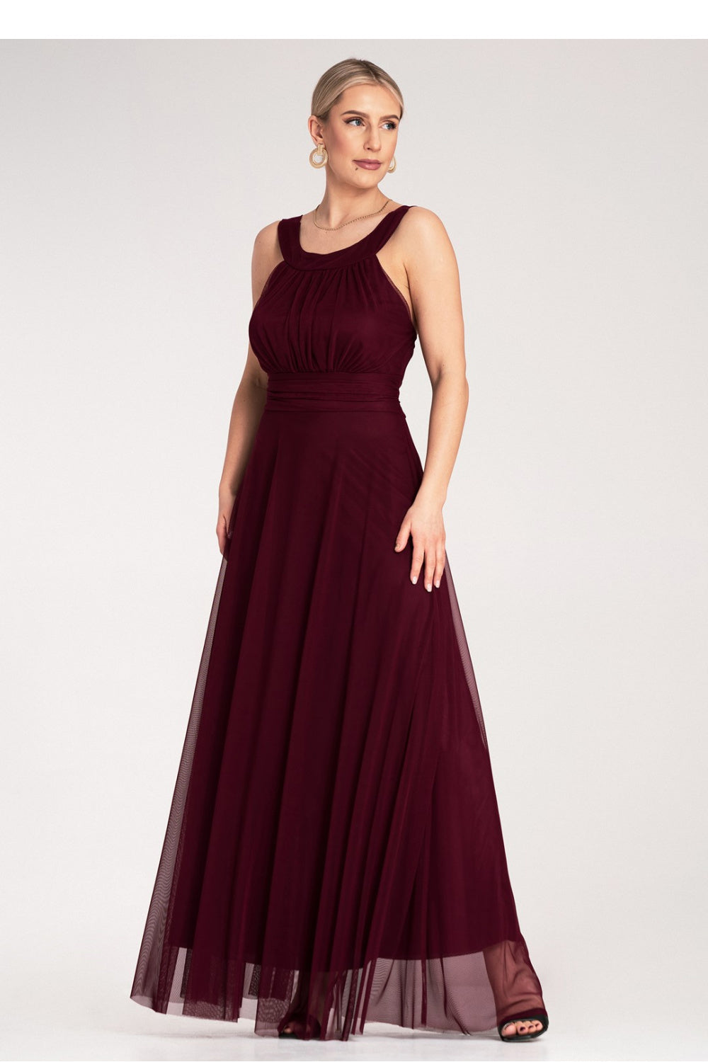 Figl Burgundy Draped Maxi Evening Dress - view 4